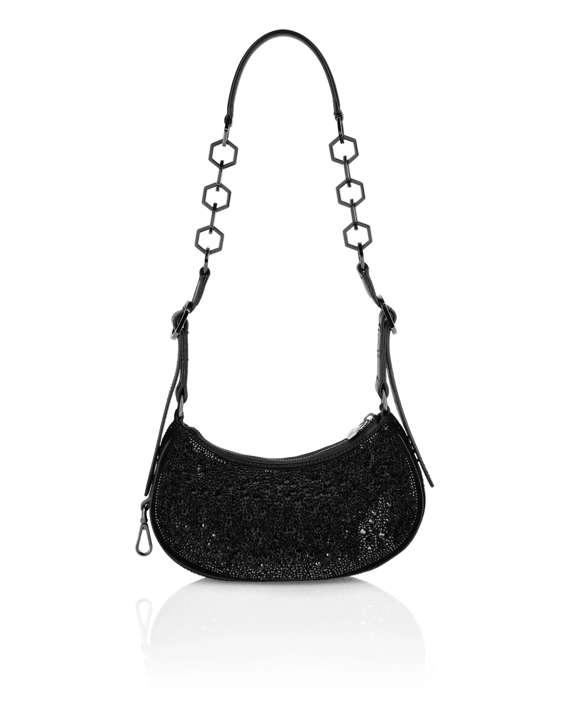 Embellished Suede Shoulder Bag ECLIPSE, цвет: Черный