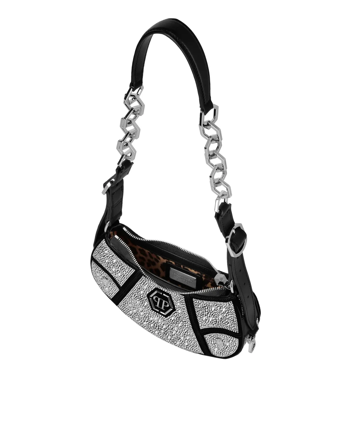 Embellished Suede Shoulder Bag ECLIPSE, цвет: Черный