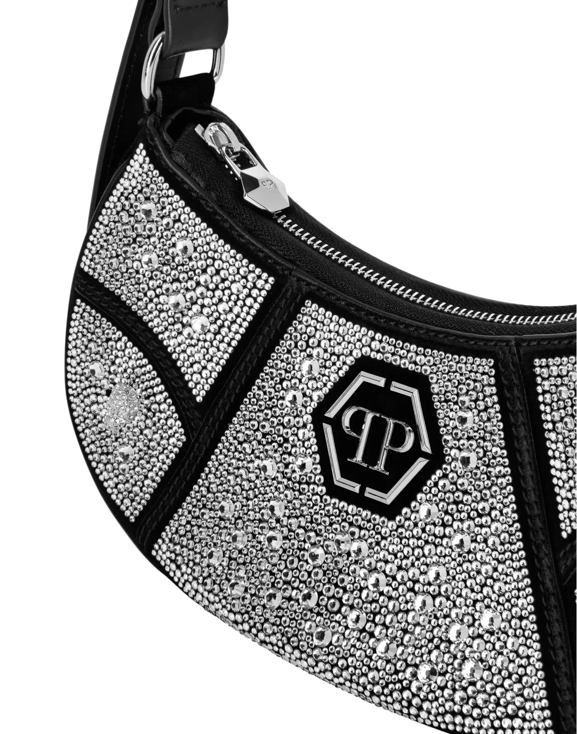 Embellished Suede Shoulder Bag ECLIPSE, цвет: Черный