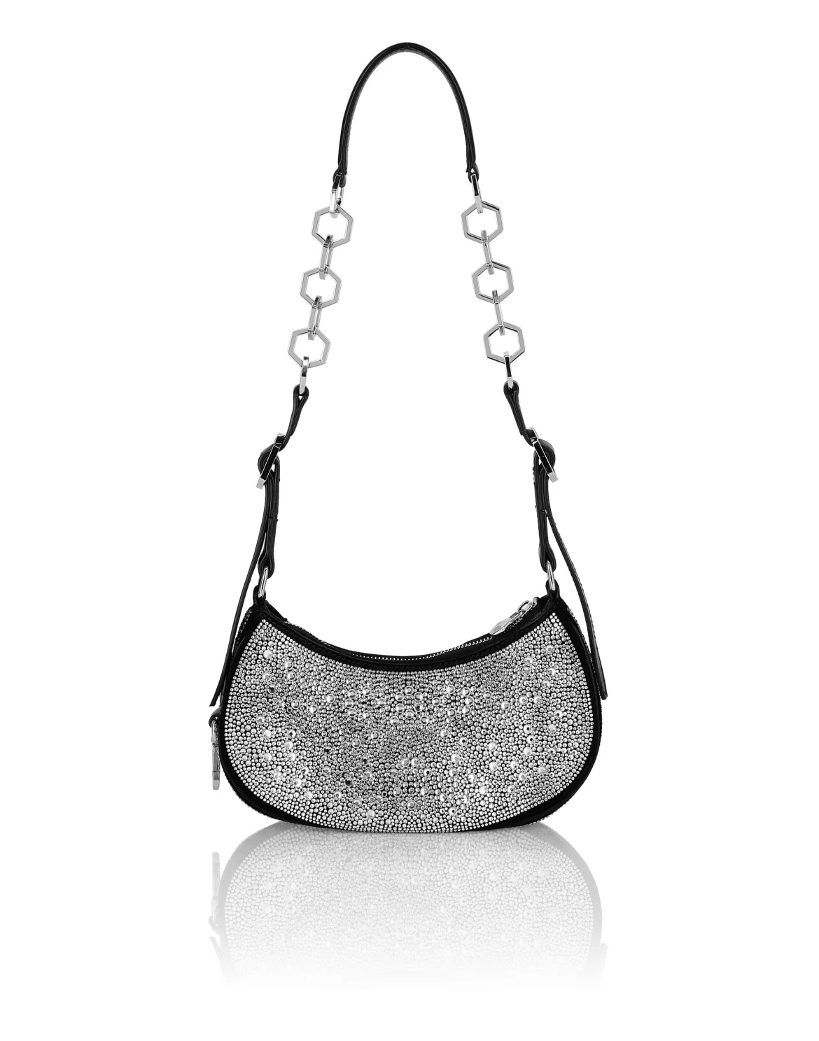 Embellished Suede Shoulder Bag ECLIPSE, цвет: Черный