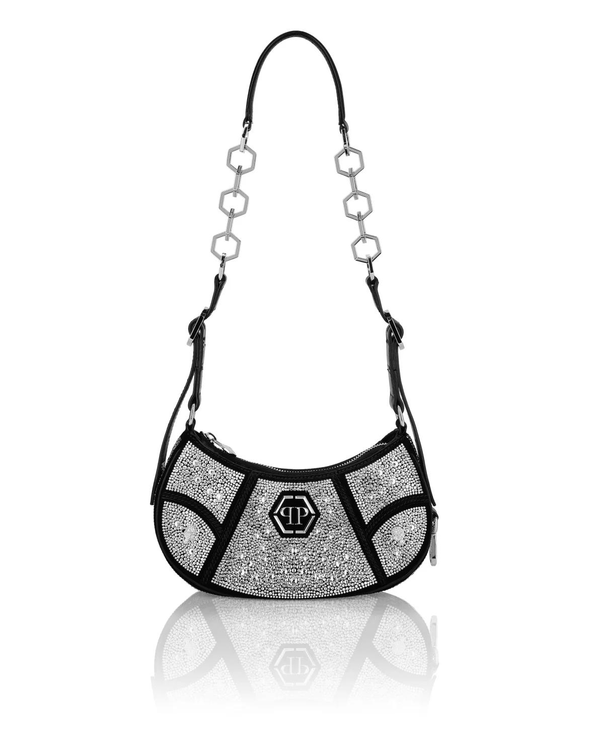 Embellished Suede Shoulder Bag ECLIPSE, цвет: Черный