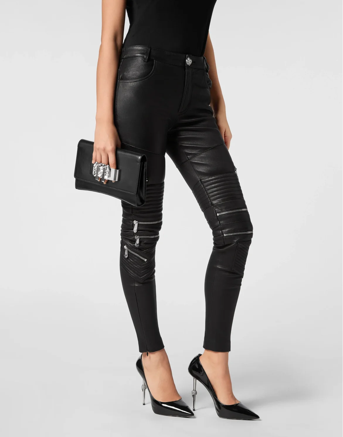 Calf Leather Clutch Shoulder Bag, цвет: Черный