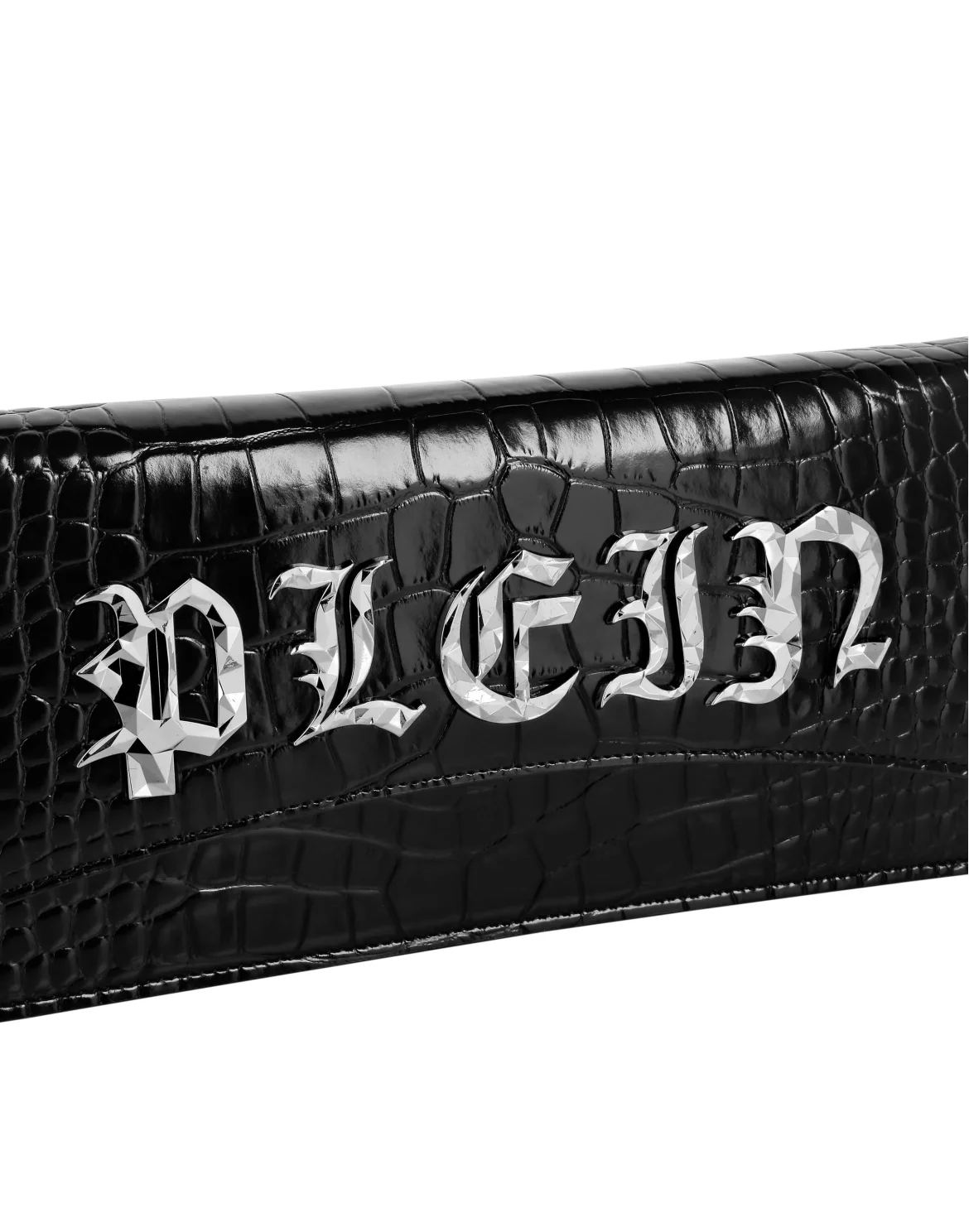 Crocco Embossed Baguette Handle Bag Gothic Plein, цвет: Черный