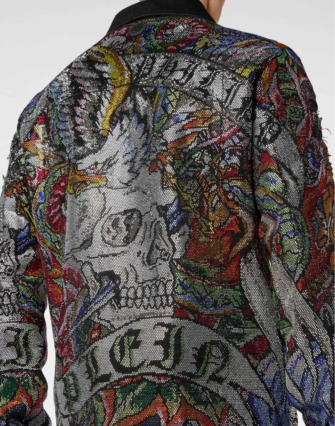 Denim Jacket with Crystals Tattoo, цвет: Мультиколор