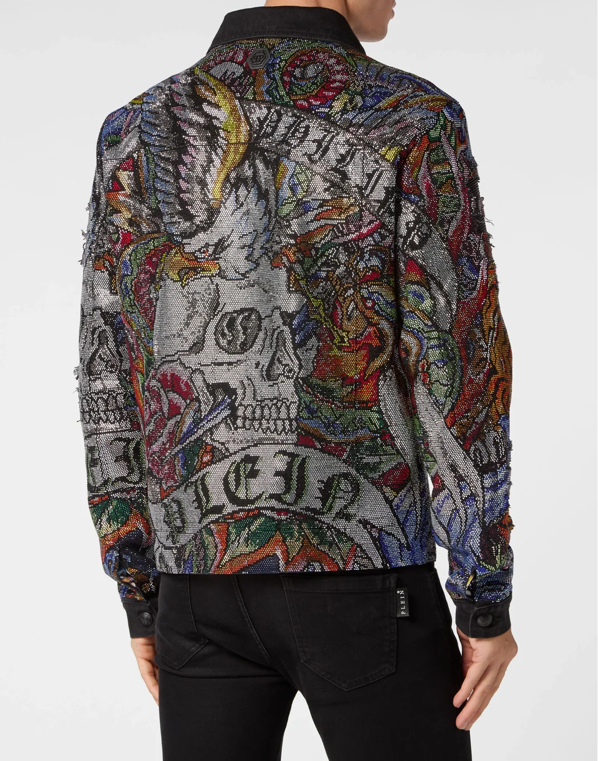 Denim Jacket with Crystals Tattoo, цвет: Мультиколор