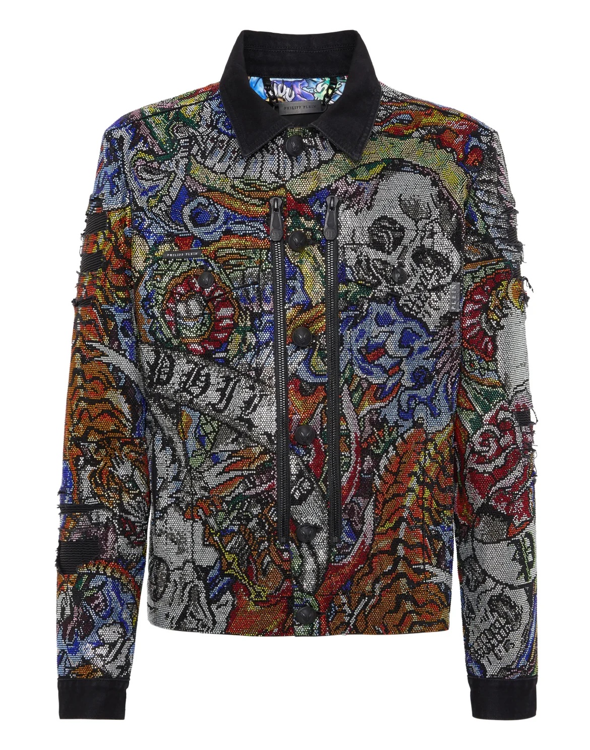 Denim Jacket with Crystals Tattoo, цвет: Мультиколор