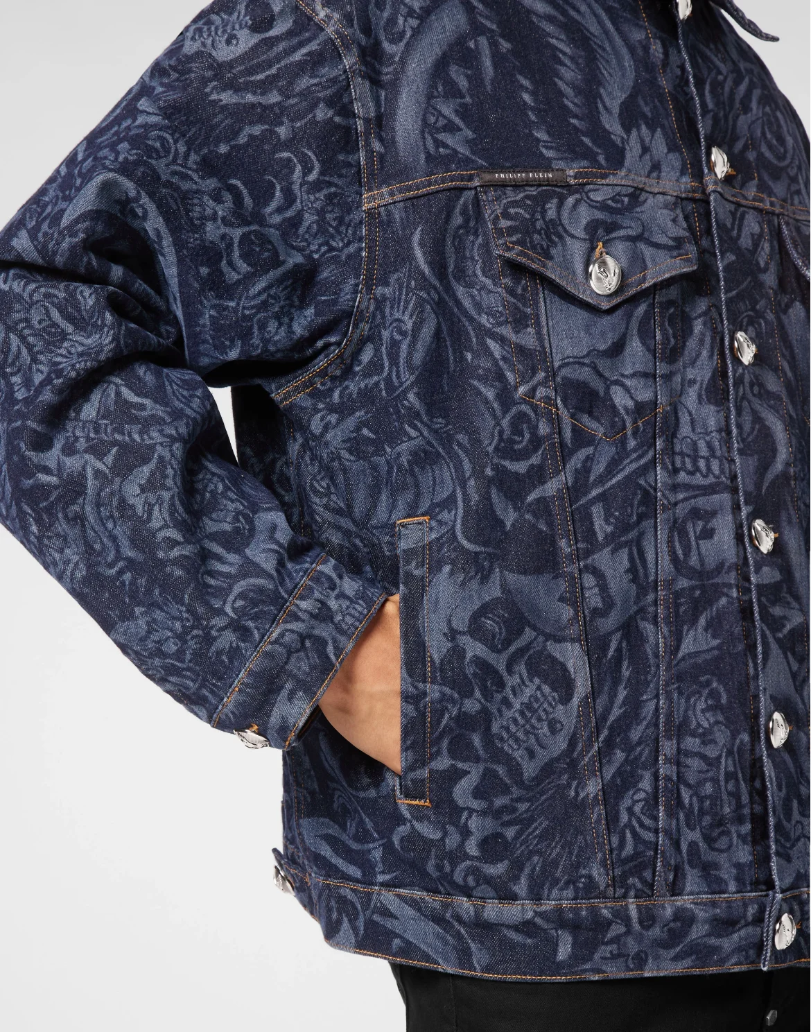 Oversized Denim Jacket Tattoo, цвет: Синий