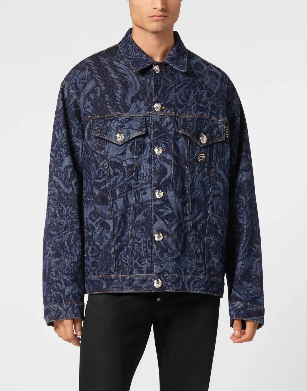 Oversized Denim Jacket Tattoo, цвет: Синий