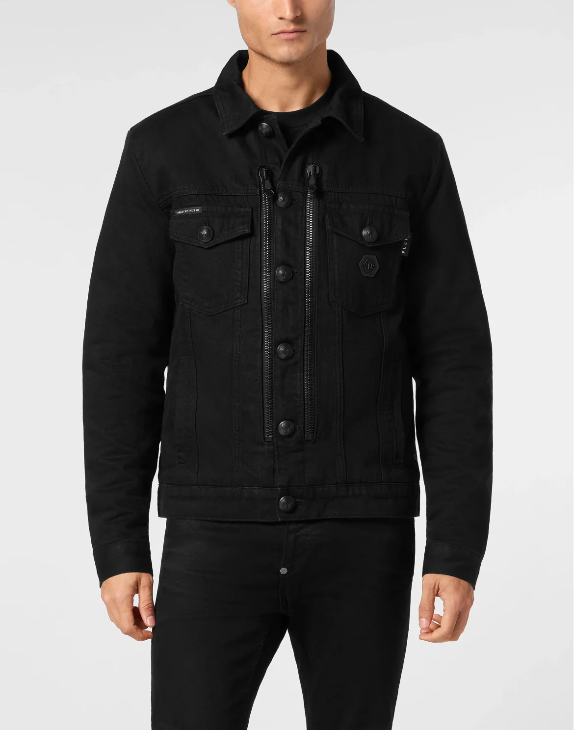 Zipped Denim Jacket Stones, цвет: Черный