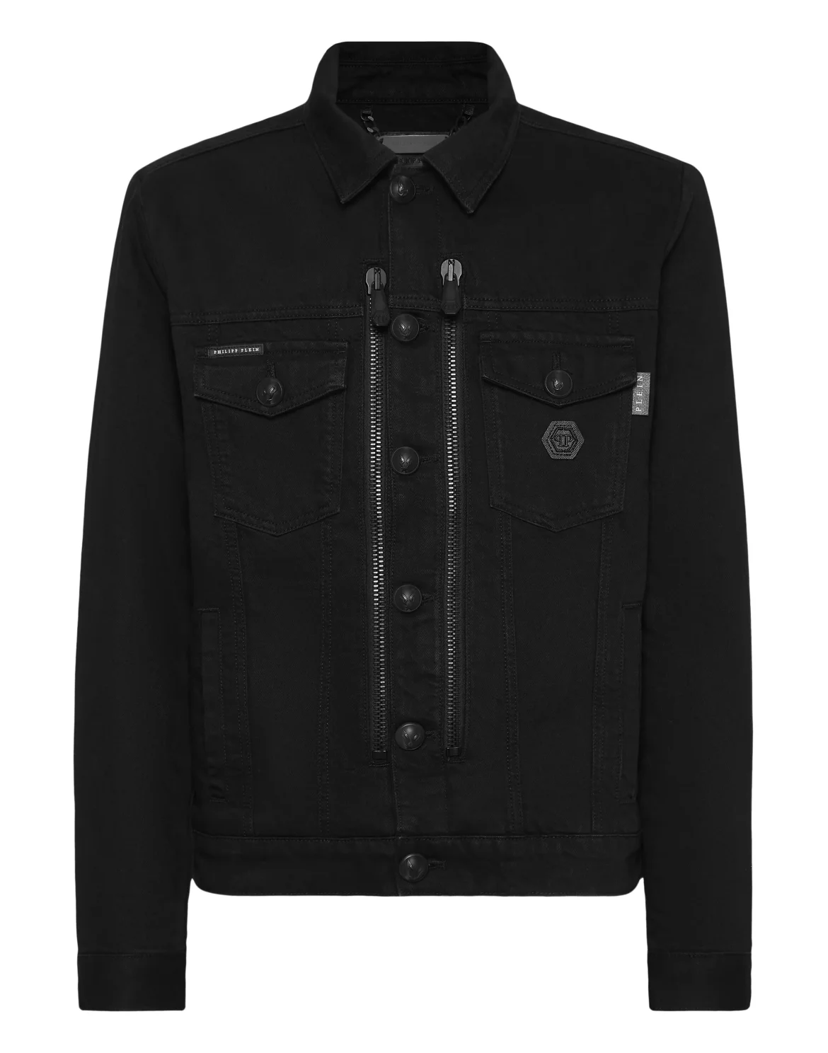 Zipped Denim Jacket Stones, цвет: Черный