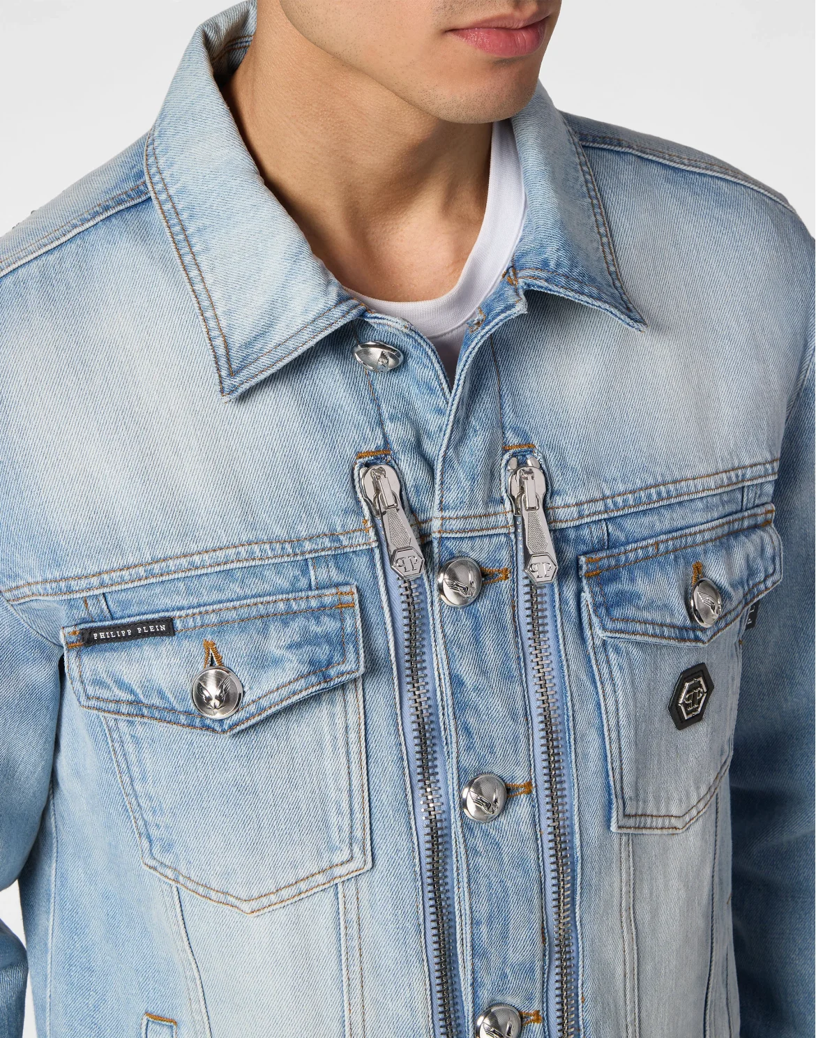 Zipped Denim Jacket Stones, цвет: Серый