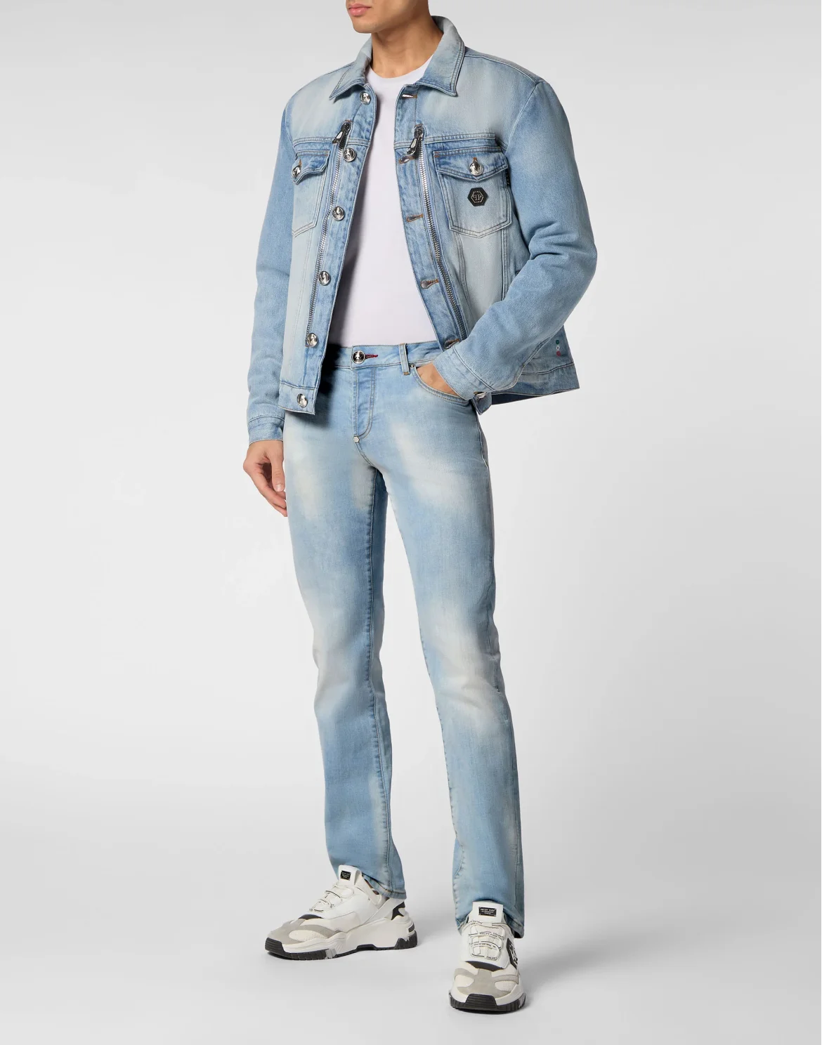 Zipped Denim Jacket Stones, цвет: Серый