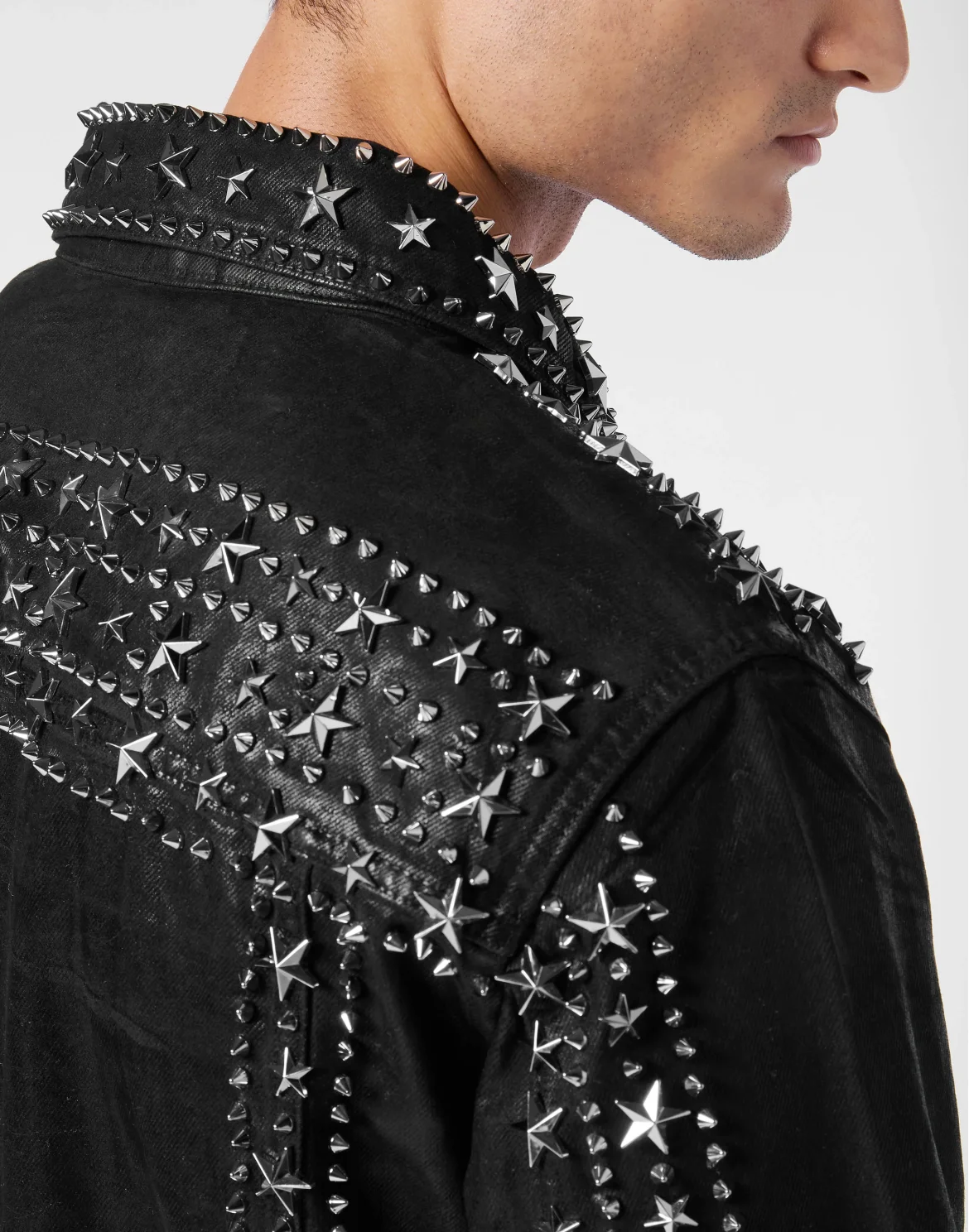 Zipped Denim Jacket Studs, цвет: Черный