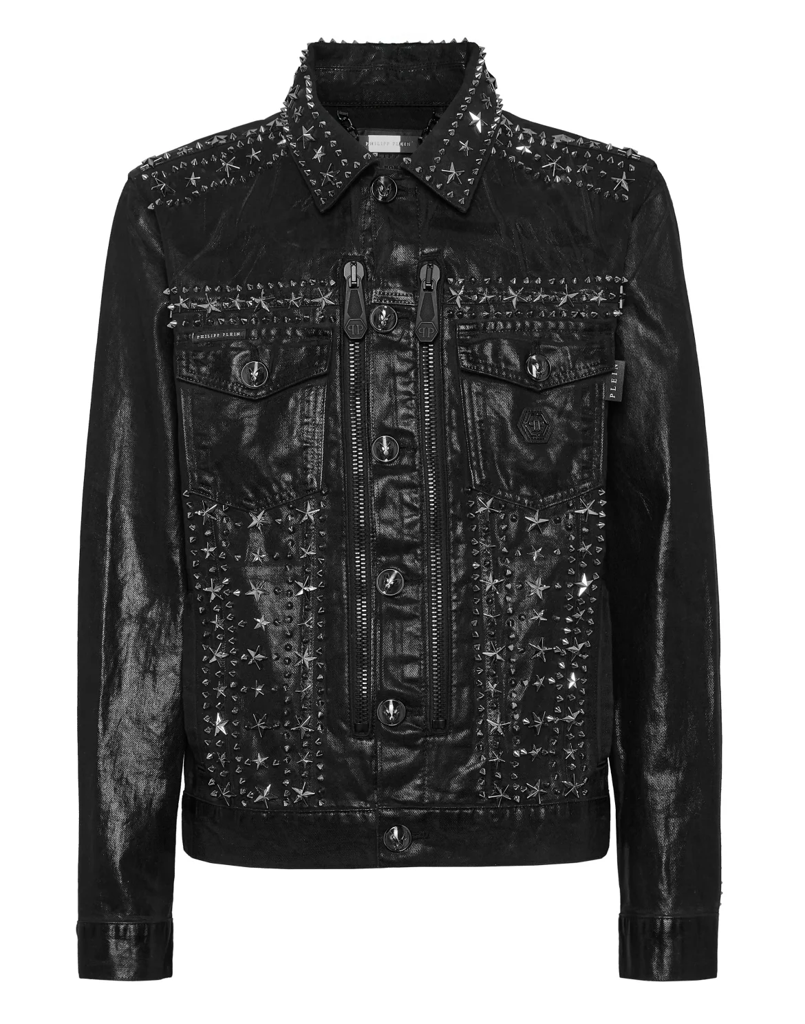 Zipped Denim Jacket Studs, цвет: Черный
