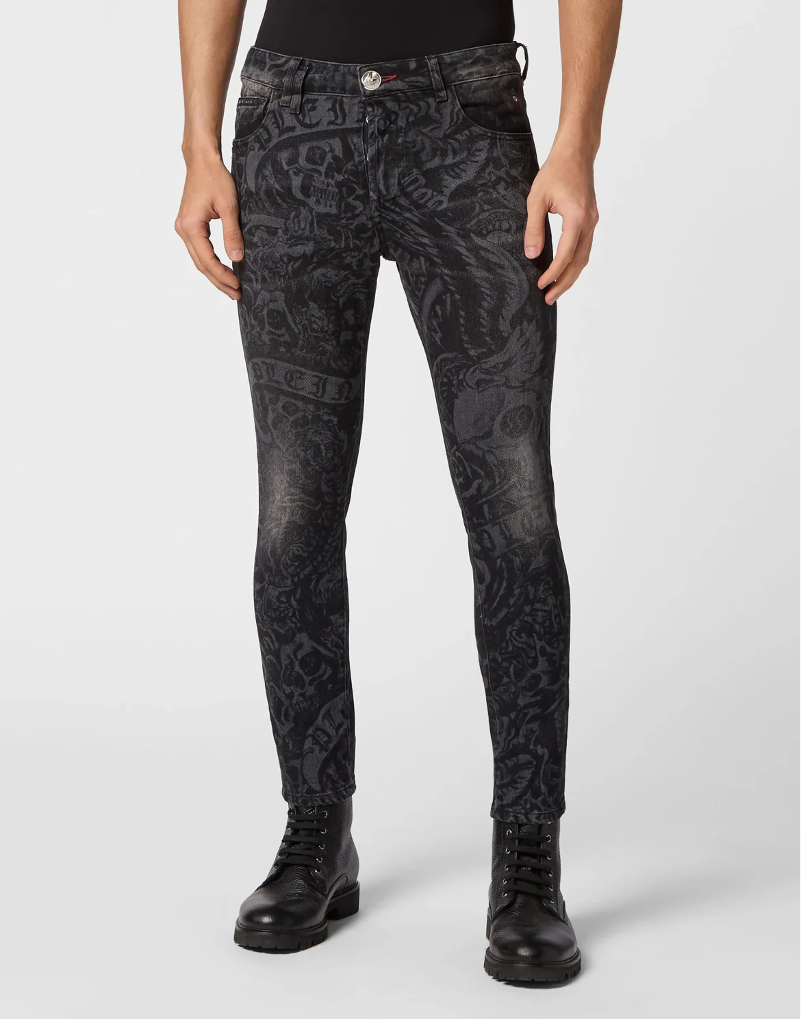Denim Trousers Skinny Fit Tattoo, цвет: Серый