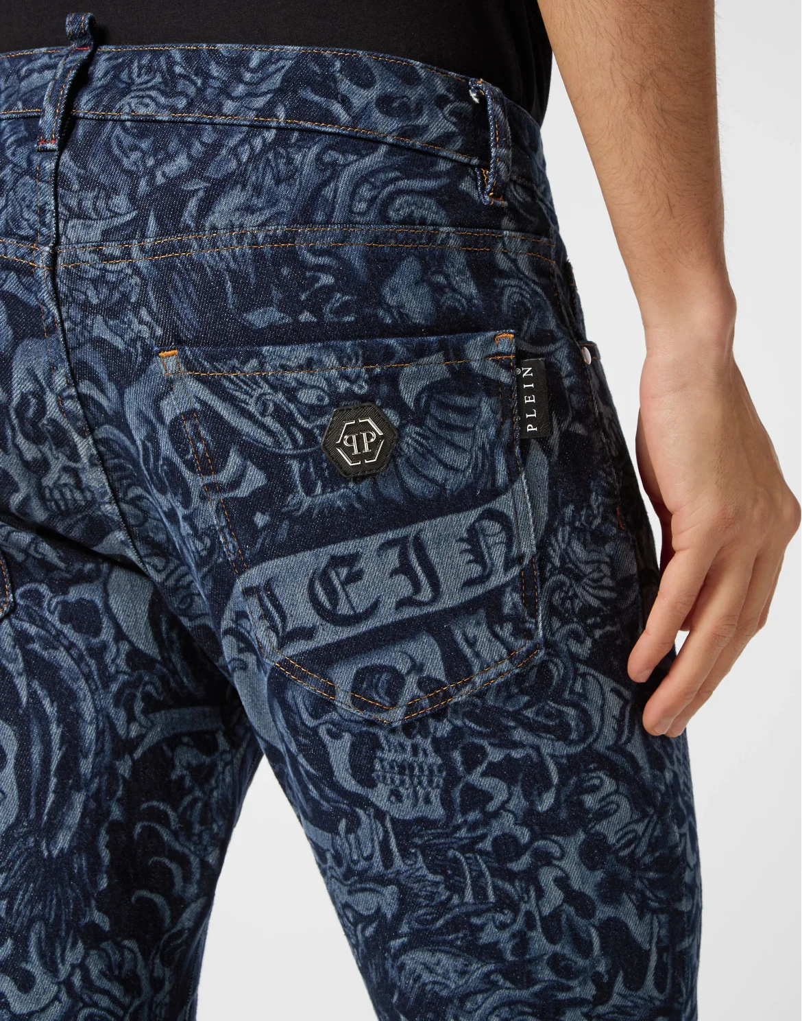 Denim Trousers Skinny Fit Tattoo, цвет: Синий