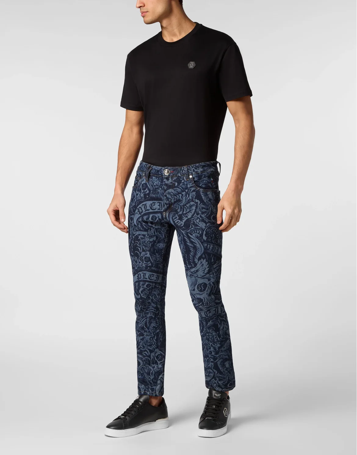 Denim Trousers Skinny Fit Tattoo, цвет: Синий