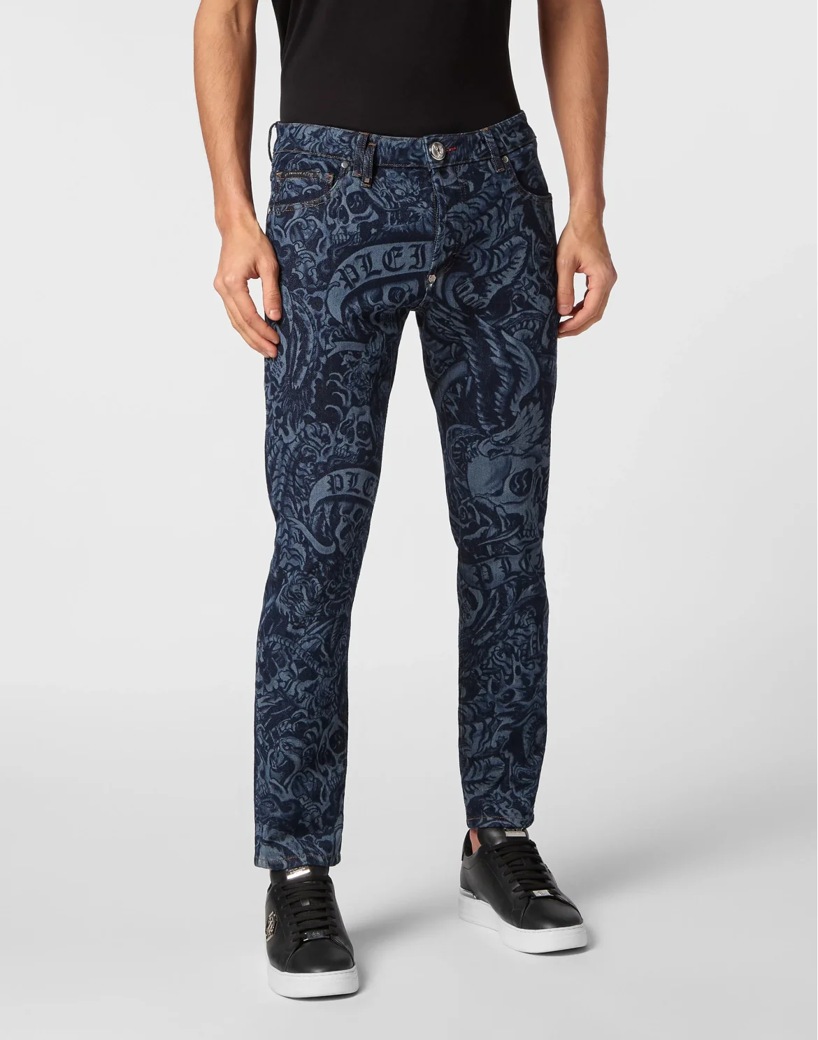 Denim Trousers Skinny Fit Tattoo, цвет: Синий