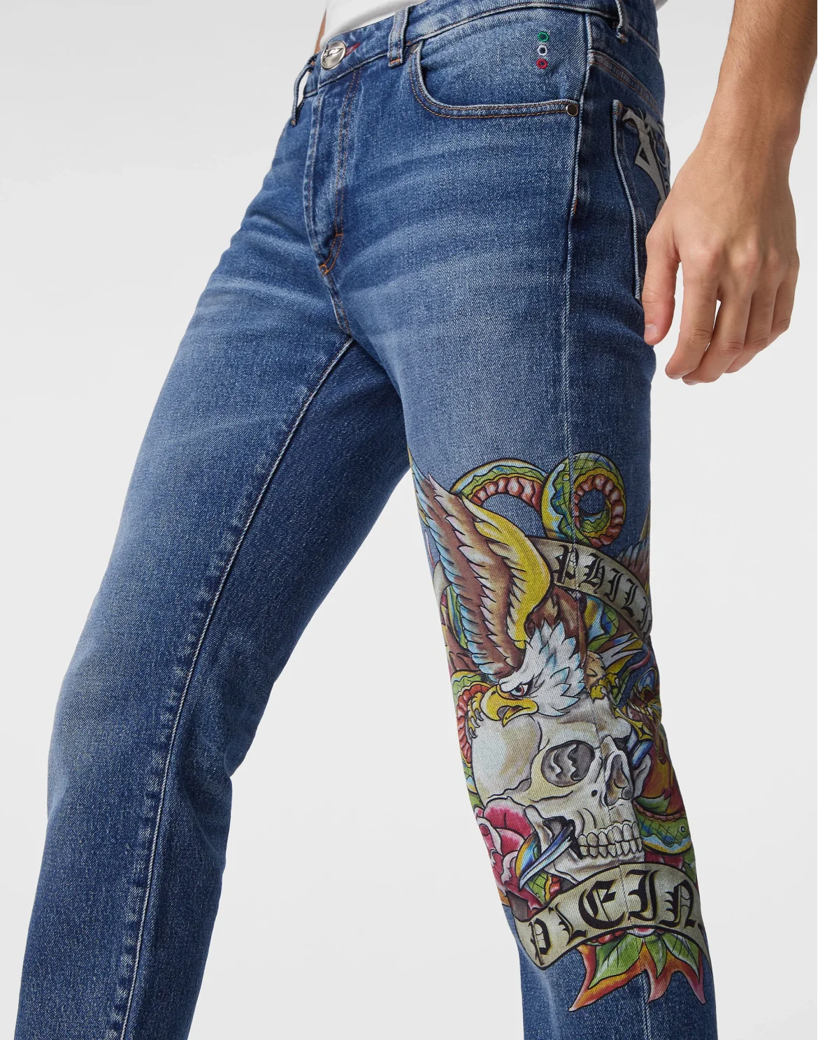 Denim Trousers Super Straight Cut Tattoo, цвет: Синий
