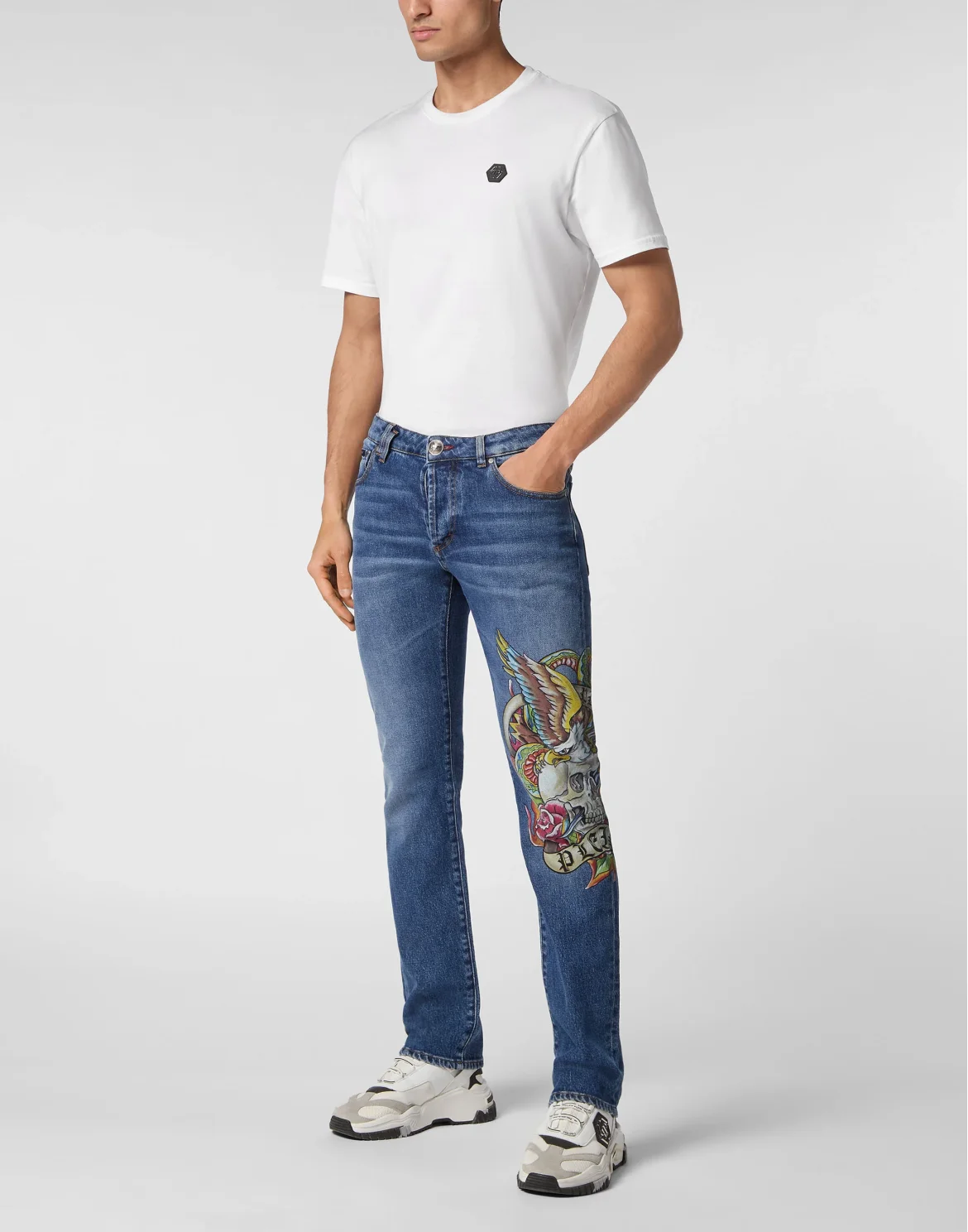 Denim Trousers Super Straight Cut Tattoo, цвет: Синий