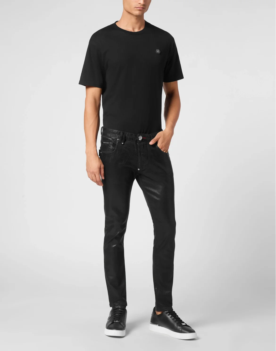 Denim Skinny Basic Trousers, цвет: Черный