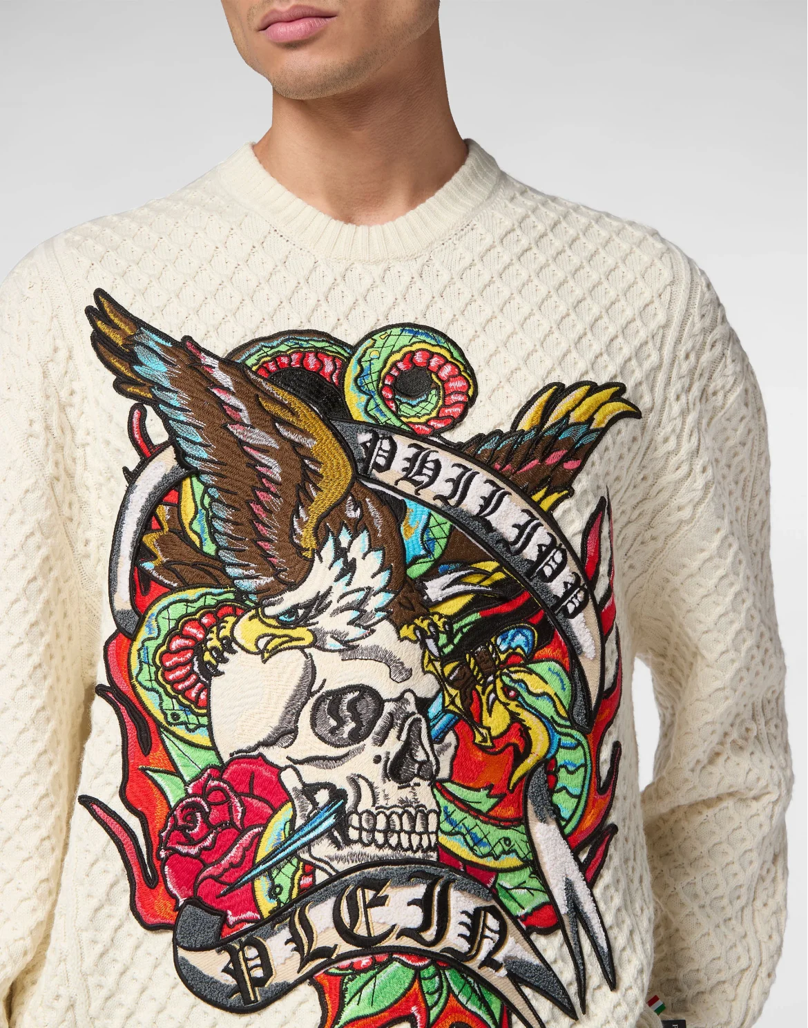 Wool Blend Roundneck Tattoo, цвет: Белый