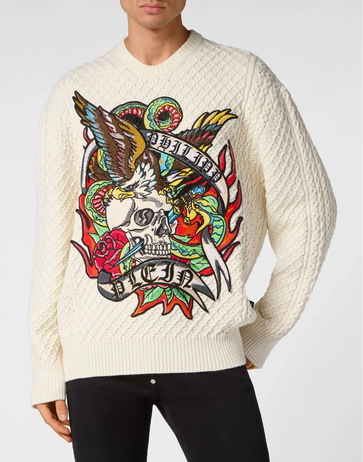 Wool Blend Roundneck Tattoo, цвет: Белый