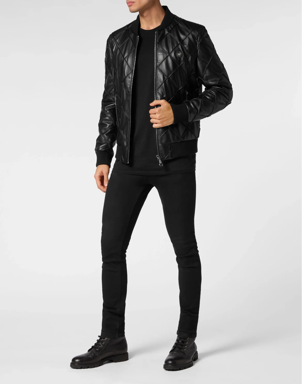 Leather Bomber Jacket, цвет: Черный