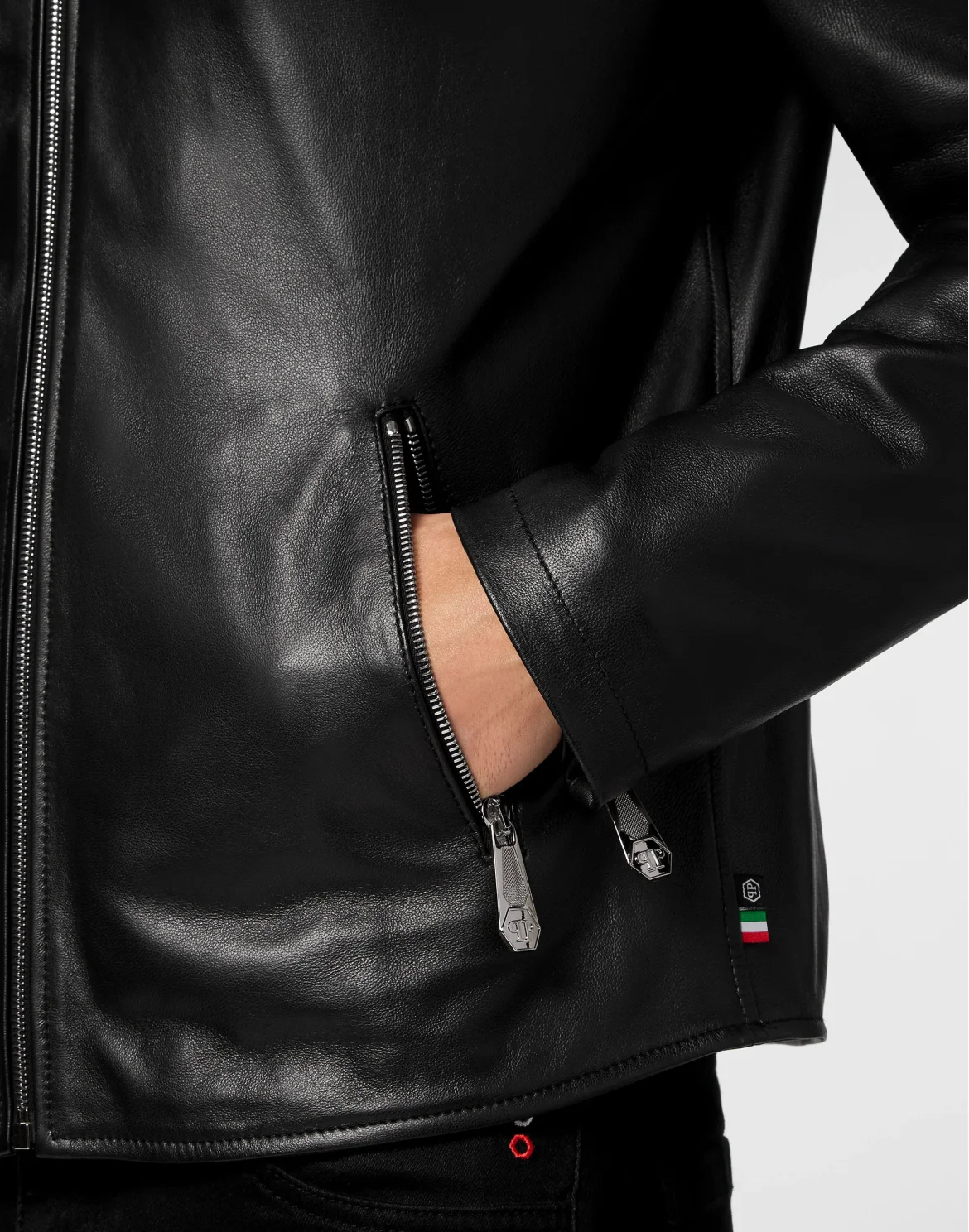 Basic Leather Moto Jacket, цвет: Черный