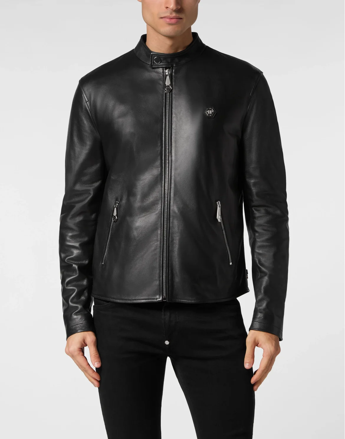 Basic Leather Moto Jacket, цвет: Черный