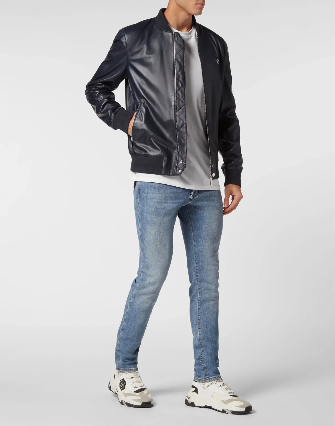 Leather Bomber, цвет: Синий