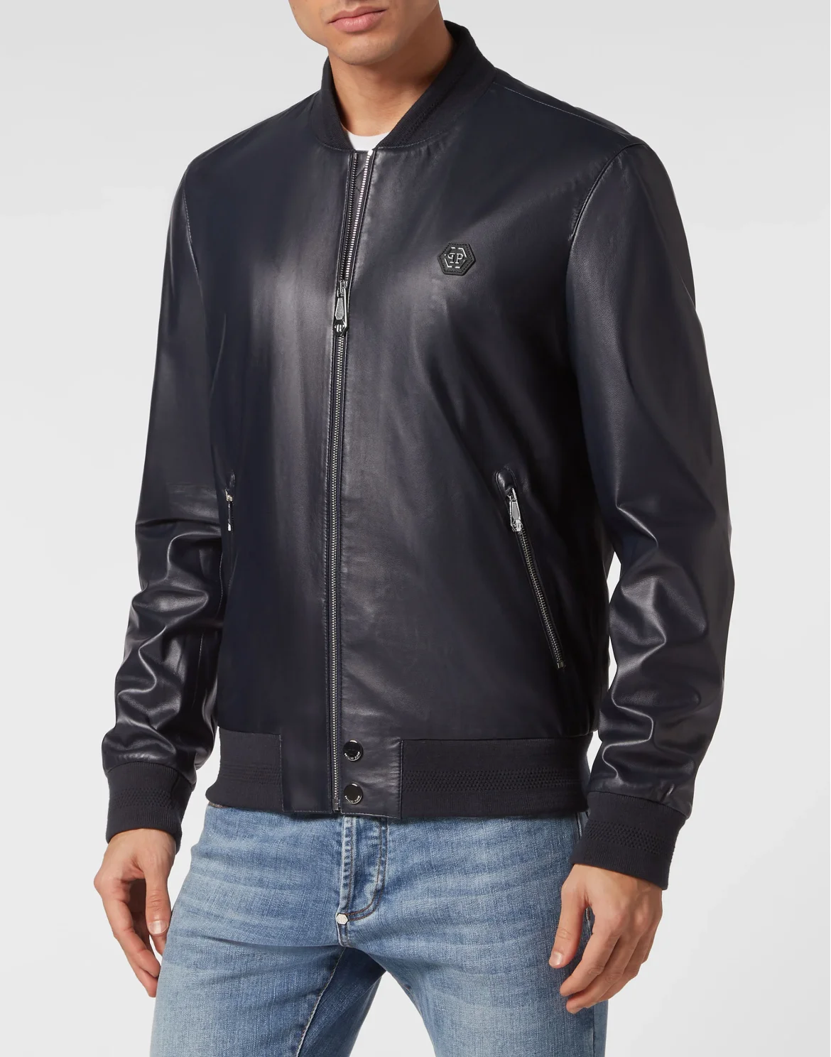 Leather Bomber, цвет: Синий
