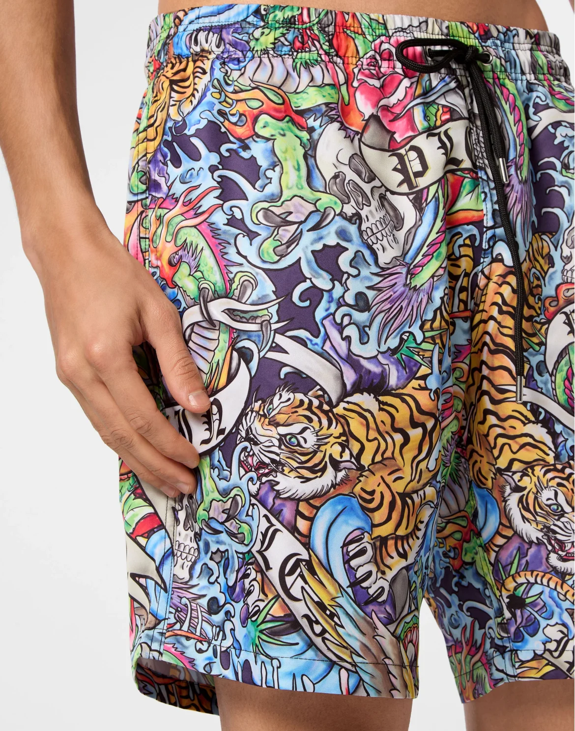 Long Swim Boxers Tattoo, цвет: Мультиколор