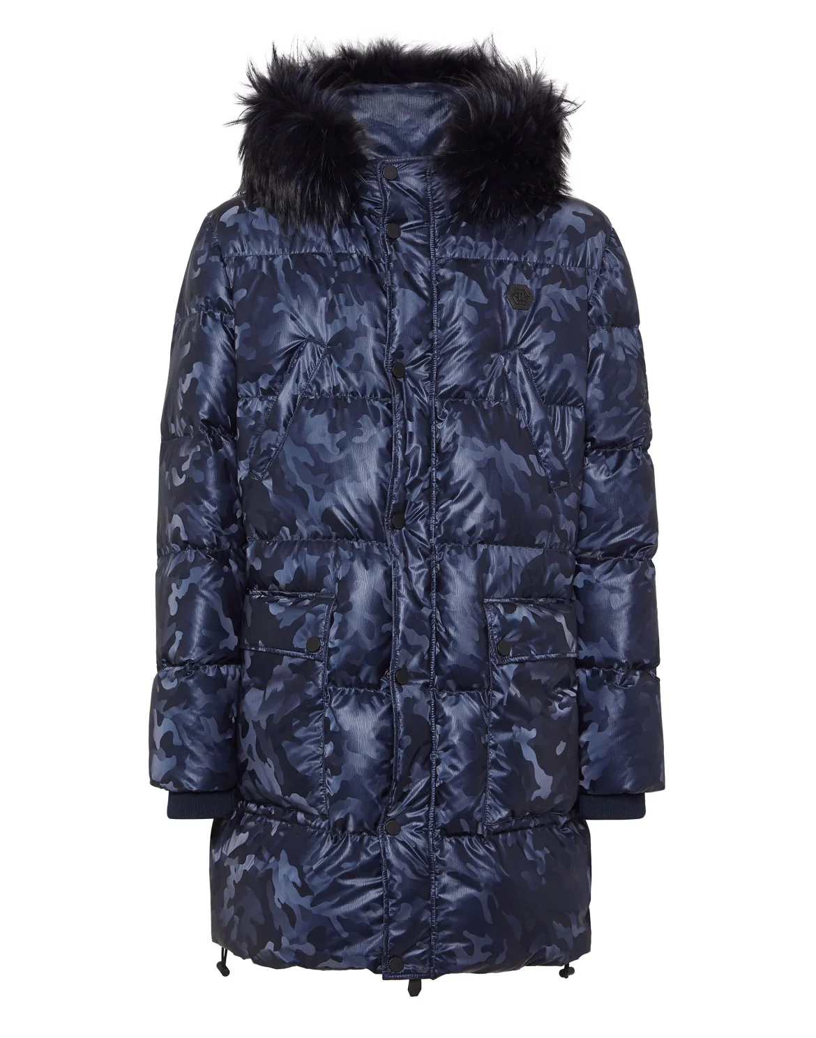 Nylon Parka With Fur Details, цвет: Синий