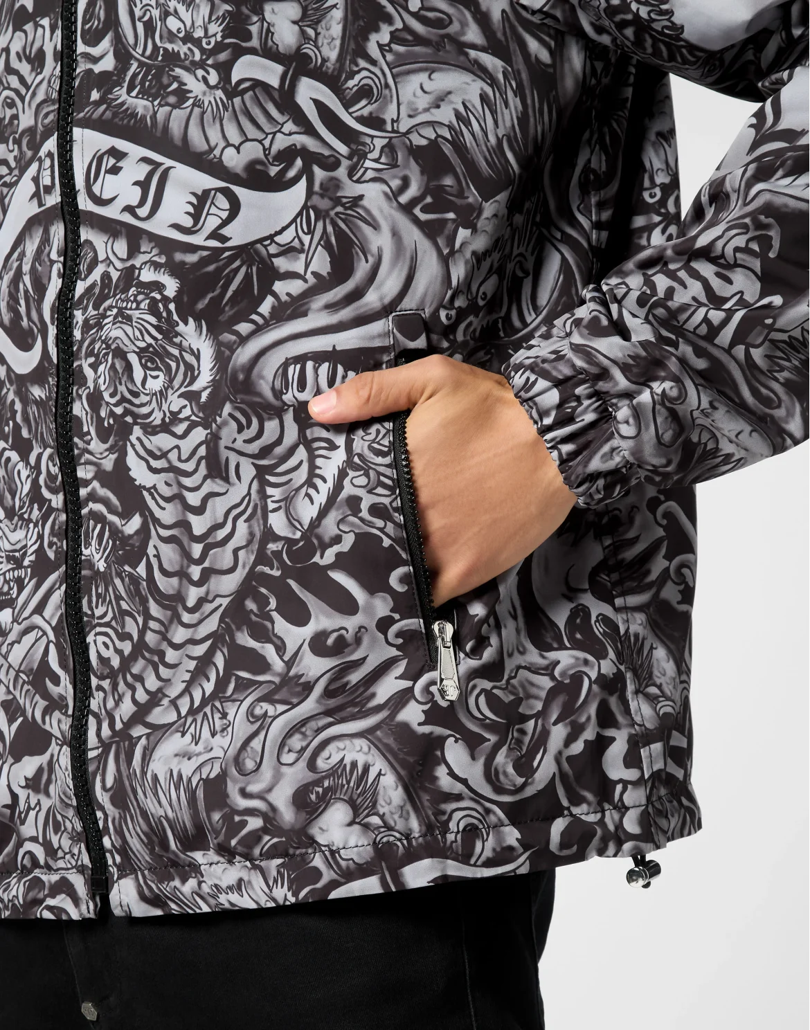 Nylon Windbreaker Tattoo, цвет: Черный