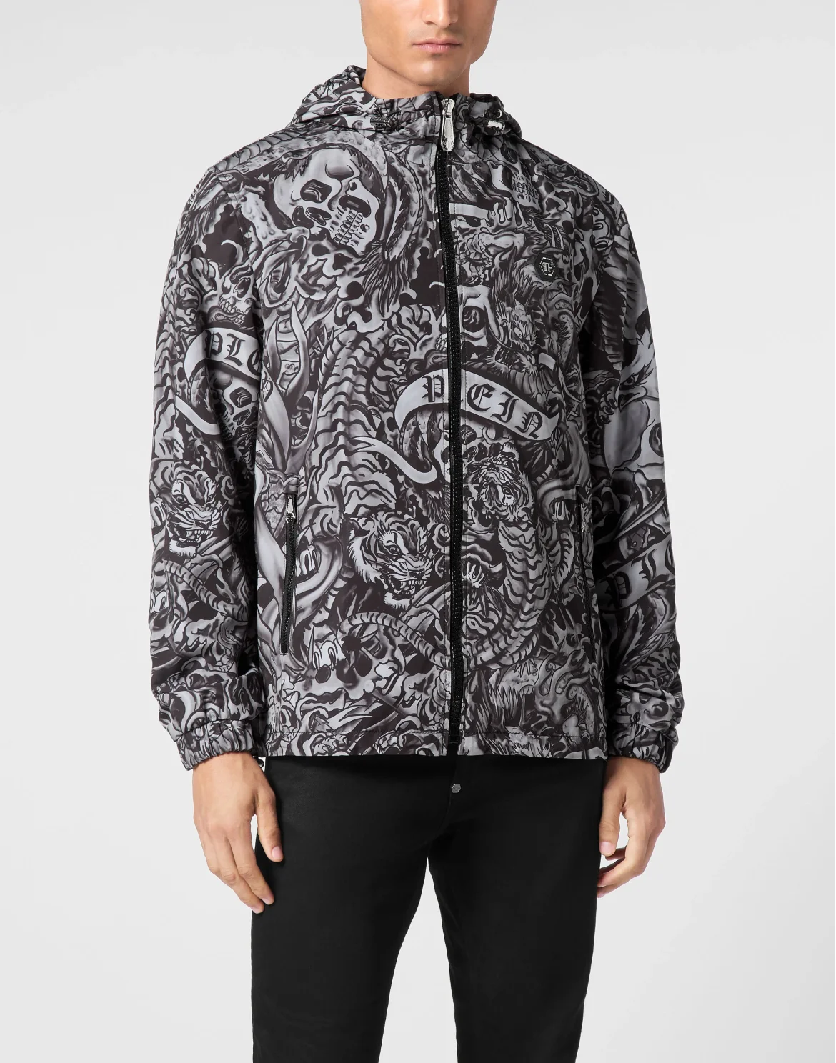Nylon Windbreaker Tattoo, цвет: Черный