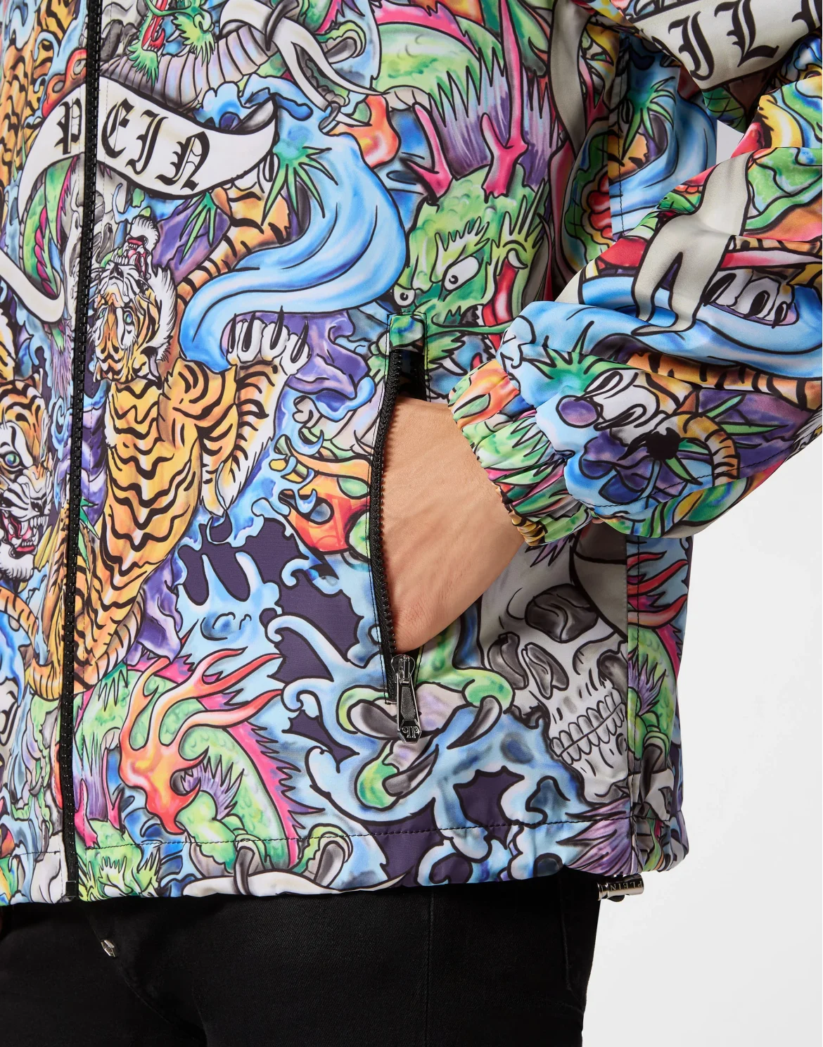 Nylon Windbreaker Tattoo, цвет: Мультиколор