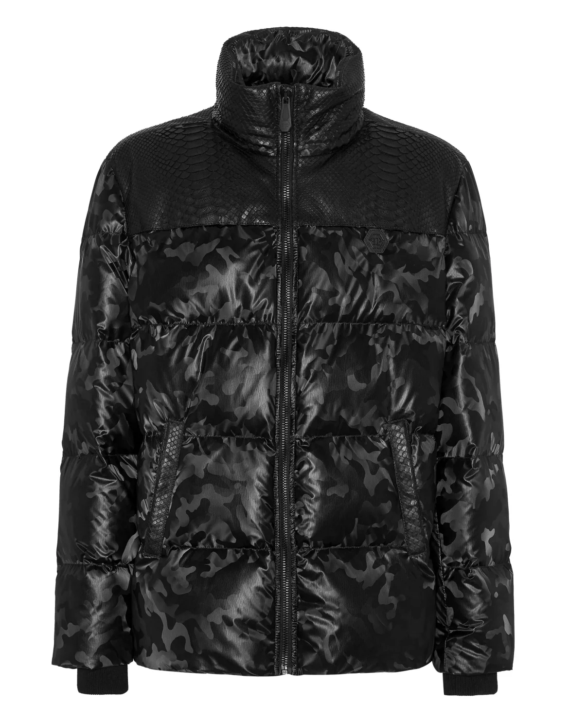 Down Jacket With Python Inserts, цвет: Черный