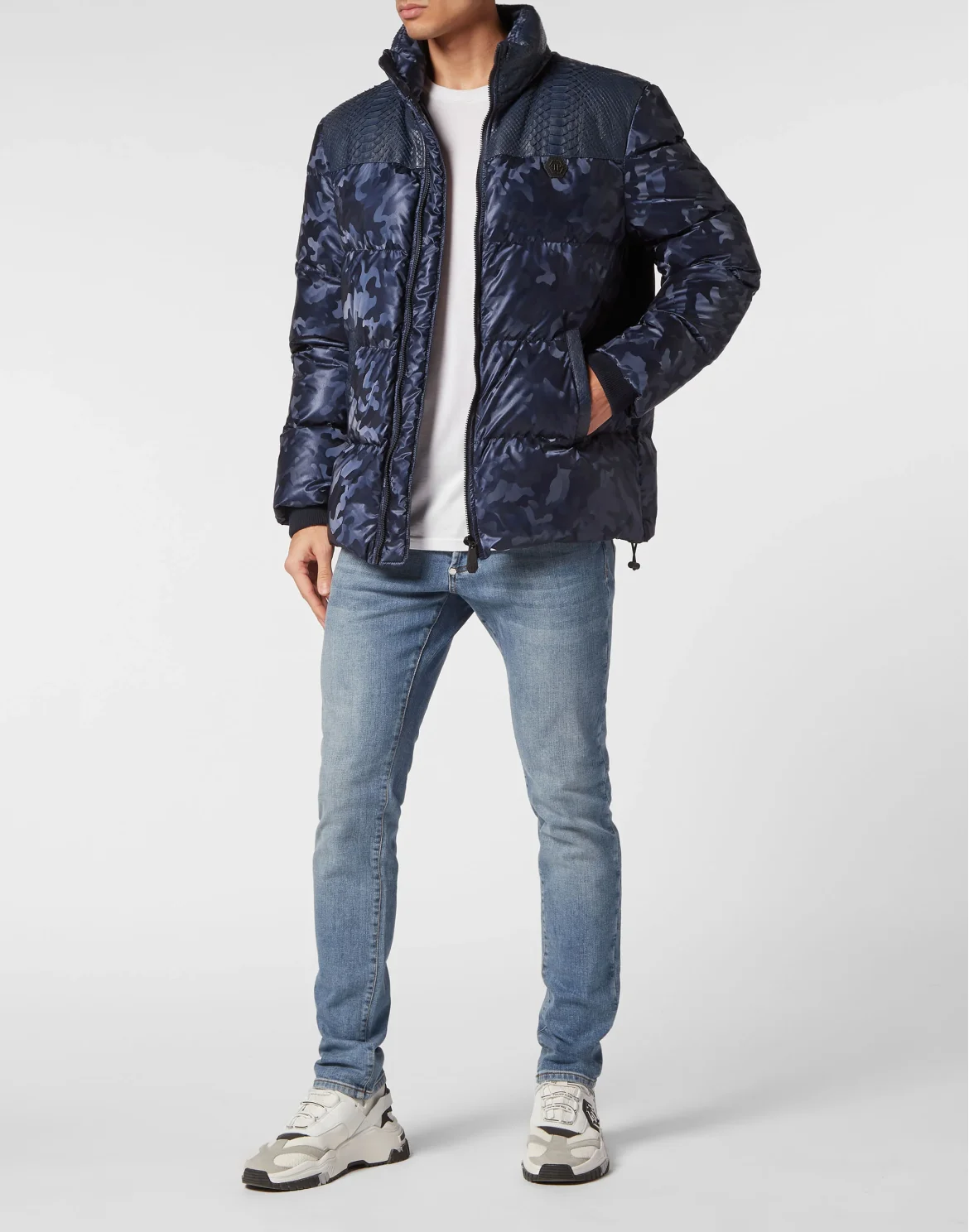 Down Jacket With Python Inserts, цвет: Синий