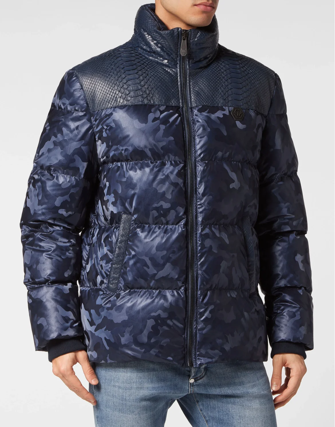 Down Jacket With Python Inserts, цвет: Синий