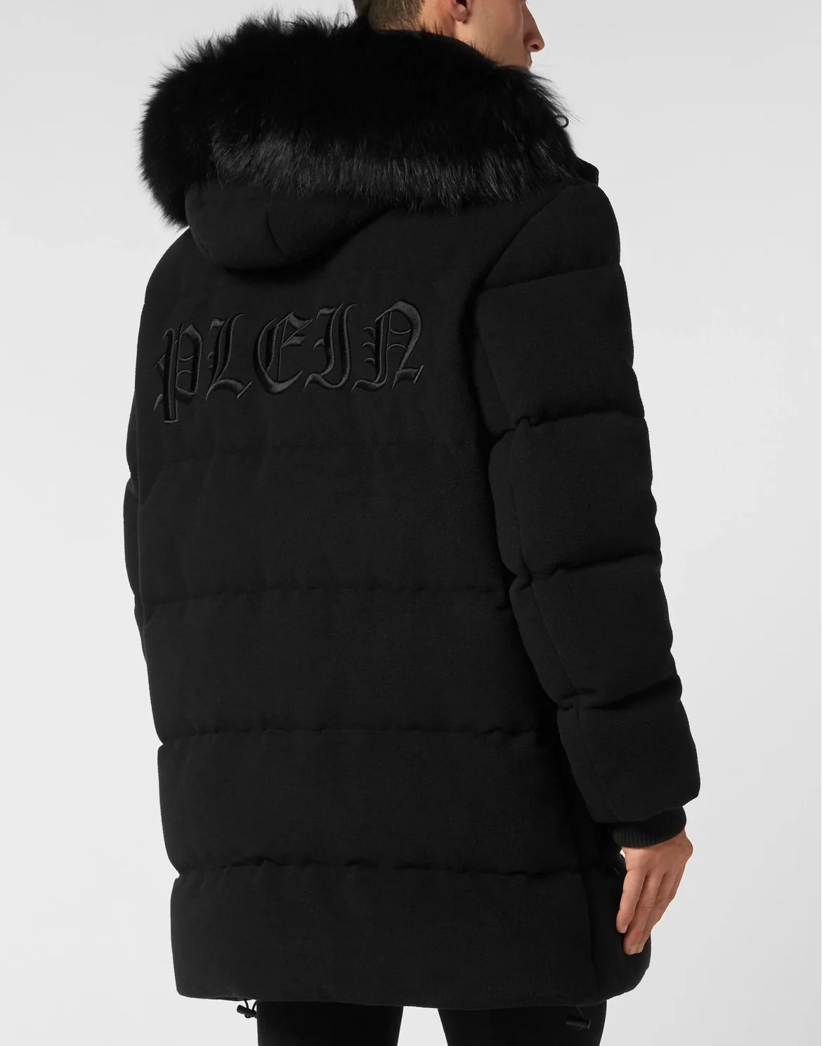 Oversize Down Jacket WIth Fur Hood, цвет: Черный