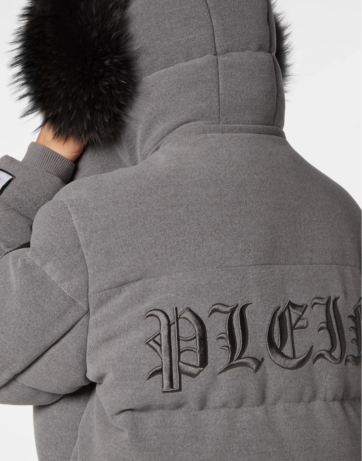 Oversize Down Jacket WIth Fur Hood, цвет: Серый