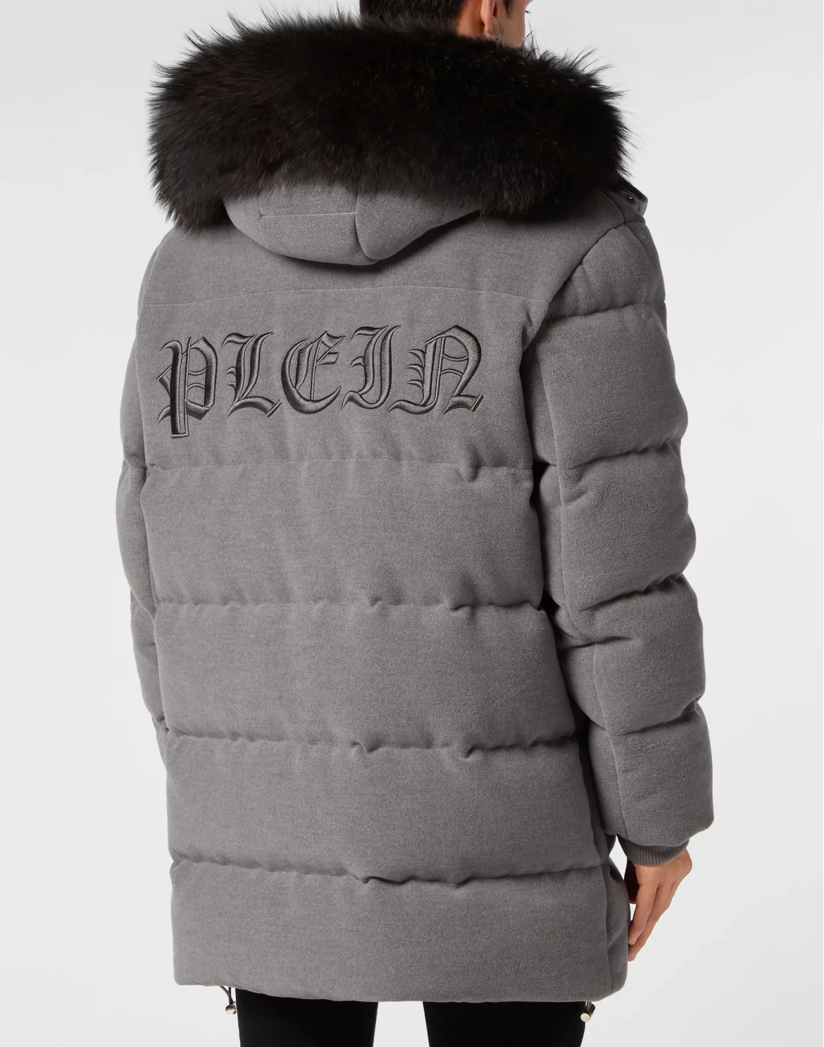 Oversize Down Jacket WIth Fur Hood, цвет: Серый