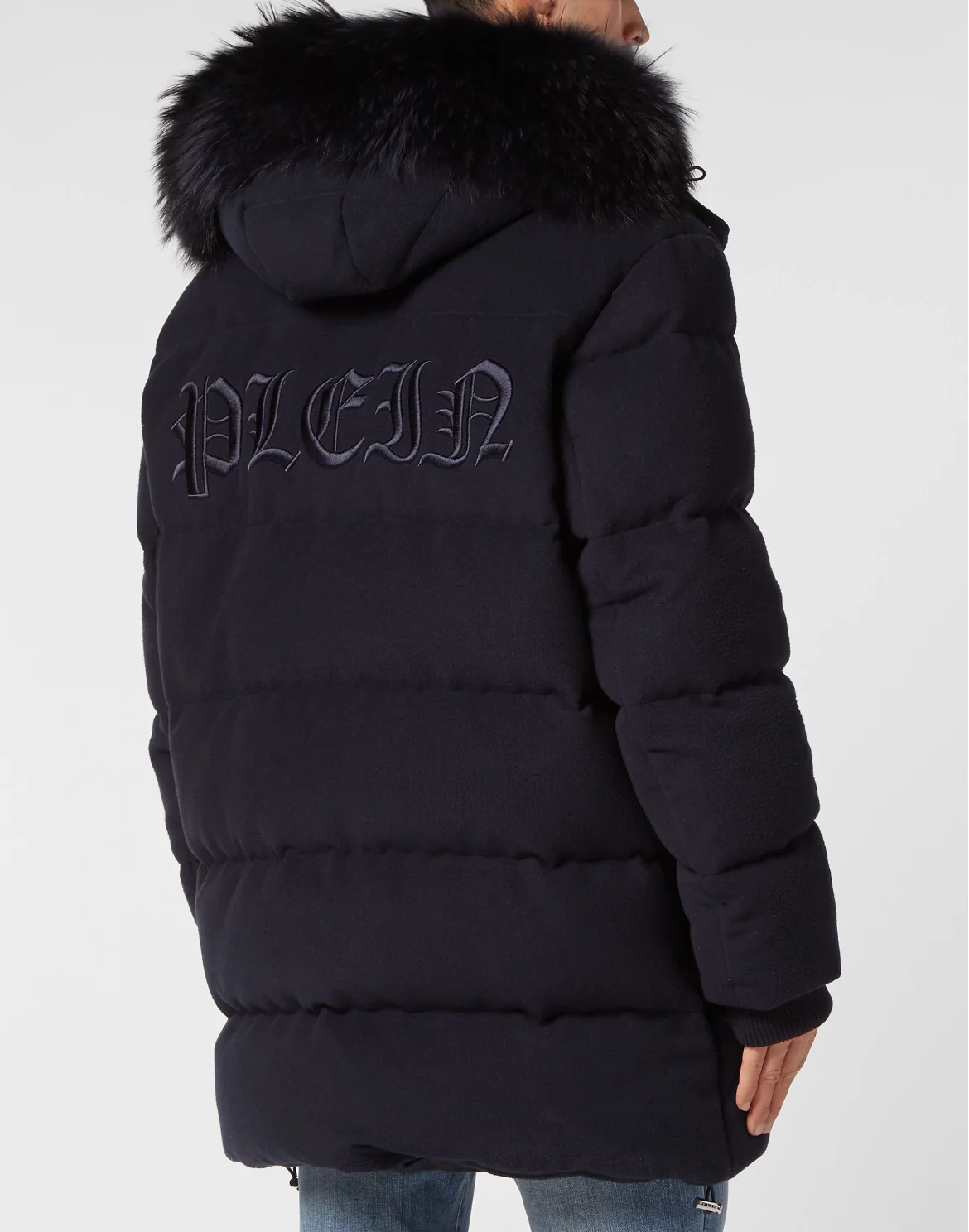 Oversize Down Jacket WIth Fur Hood, цвет: Синий