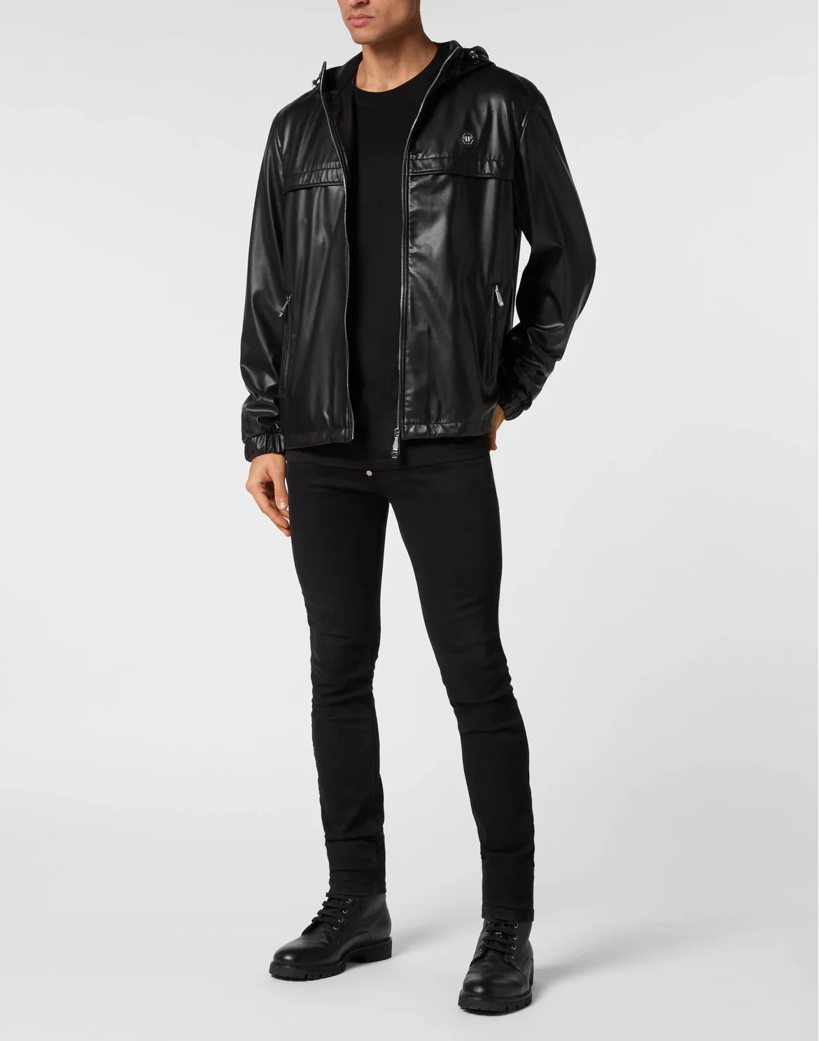 Eco Leather Windbreaker, цвет: Черный