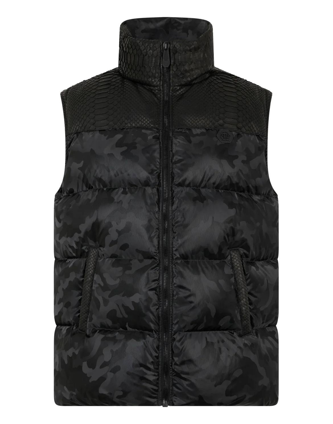 Down Jacket Vest With Python Inserts, цвет: Черный