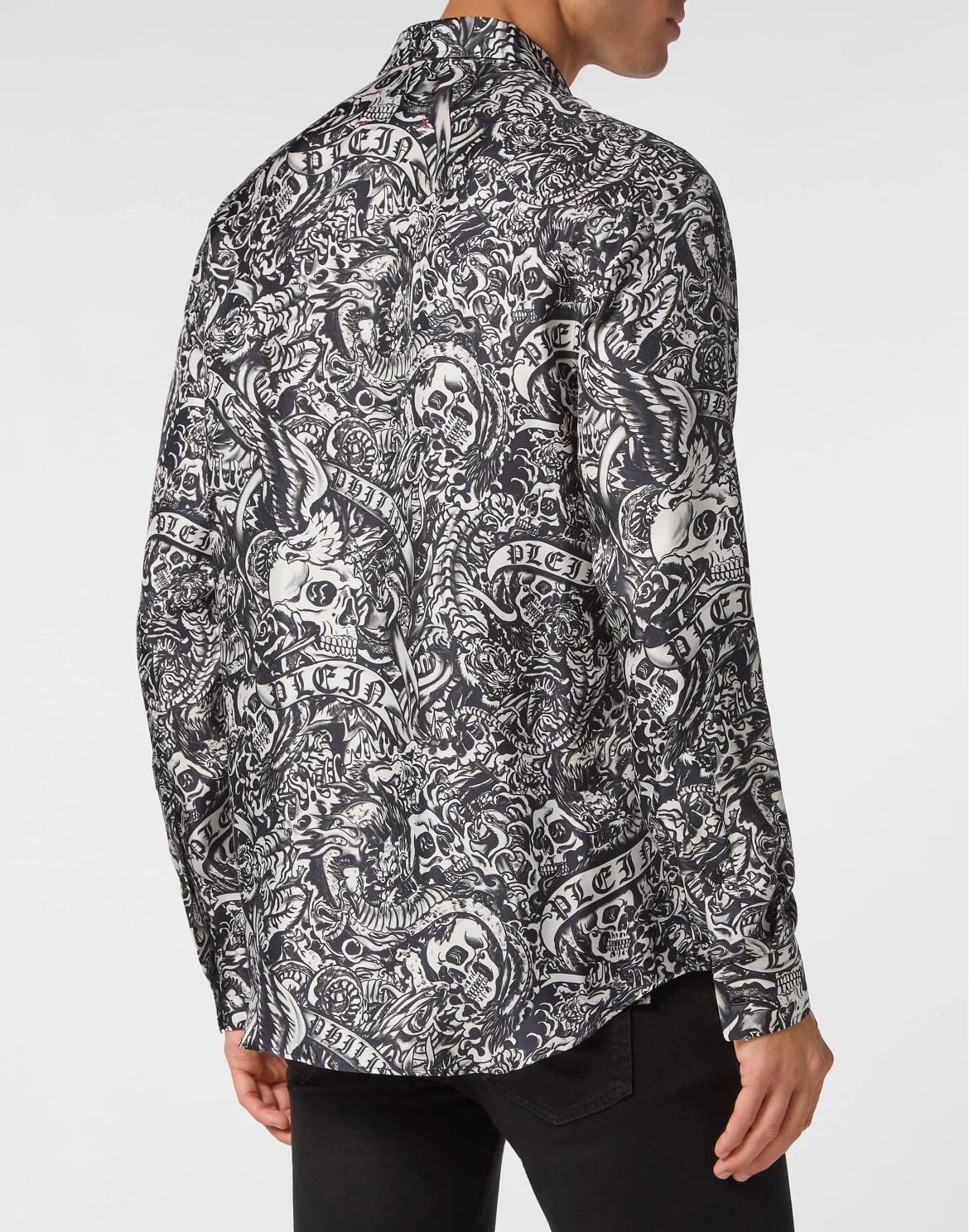 Silk Shirt Sugar Daddy Cut LS Tattoo, цвет: Черный