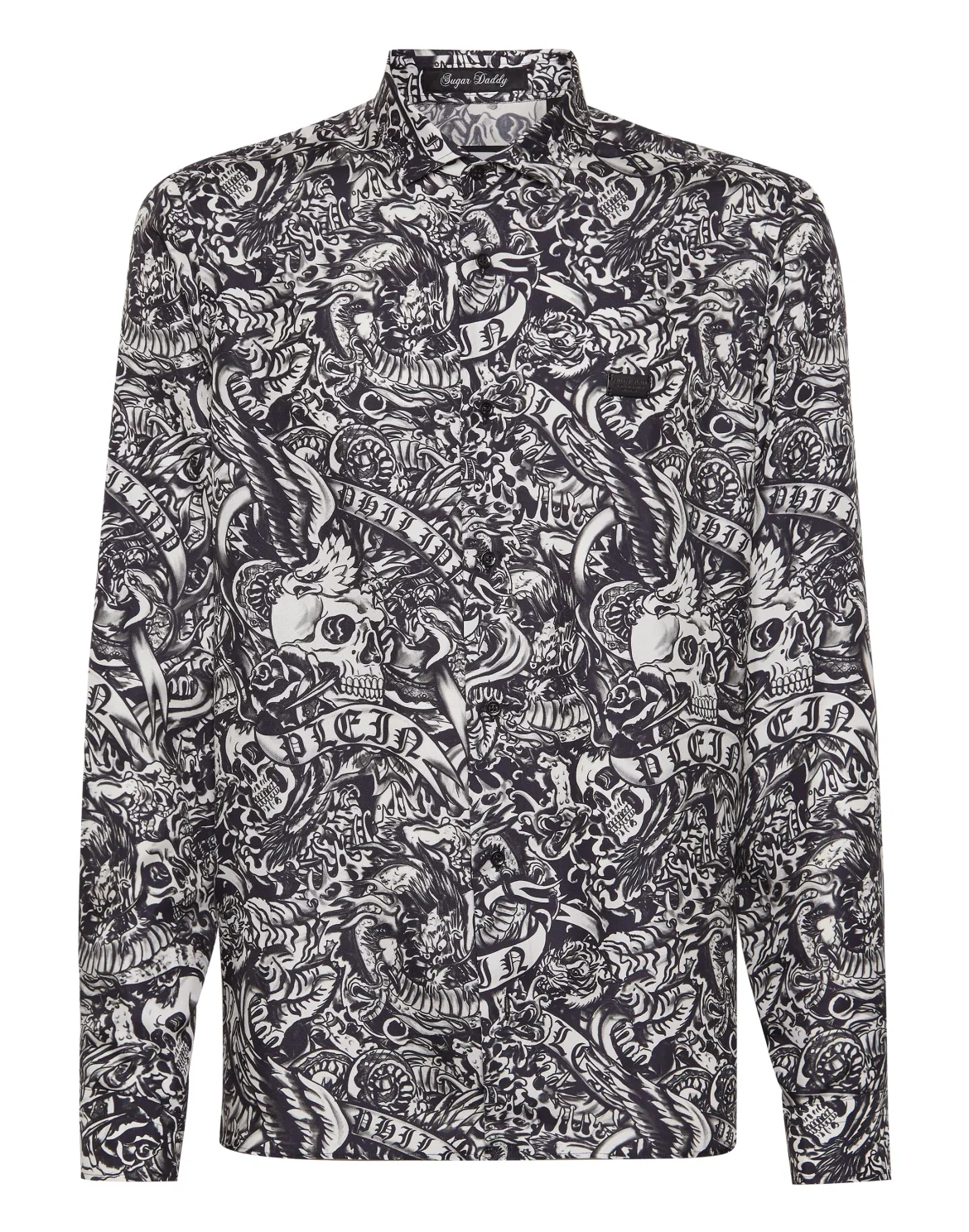 Silk Shirt Sugar Daddy Cut LS Tattoo, цвет: Черный