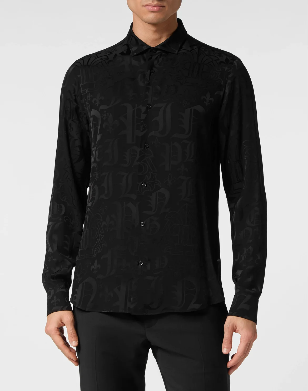 Jacquard Shirt Sugar Daddy Cut LS Monogram, цвет: Черный