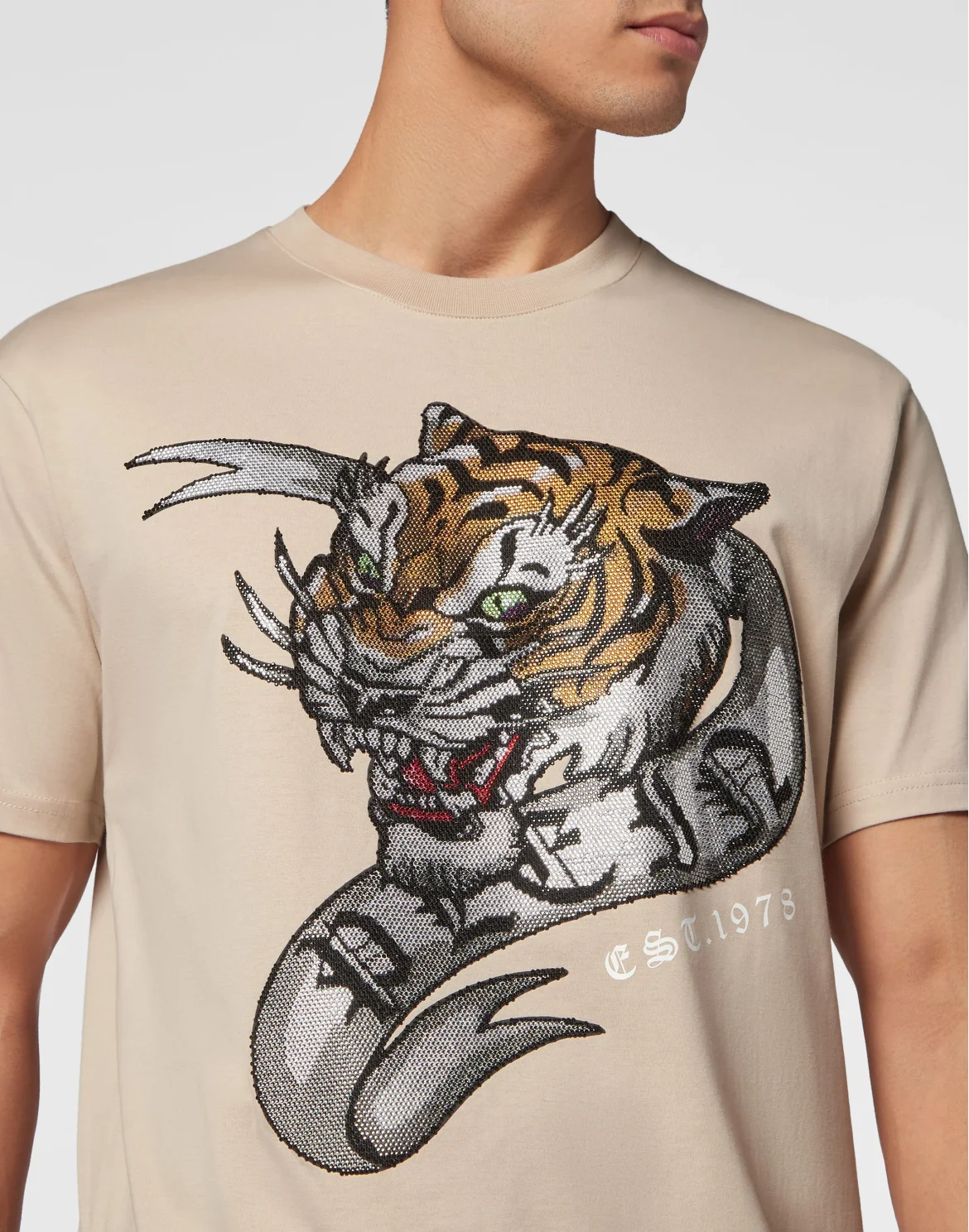 T-shirt Round Neck SS Tattoo, цвет: Бежевый